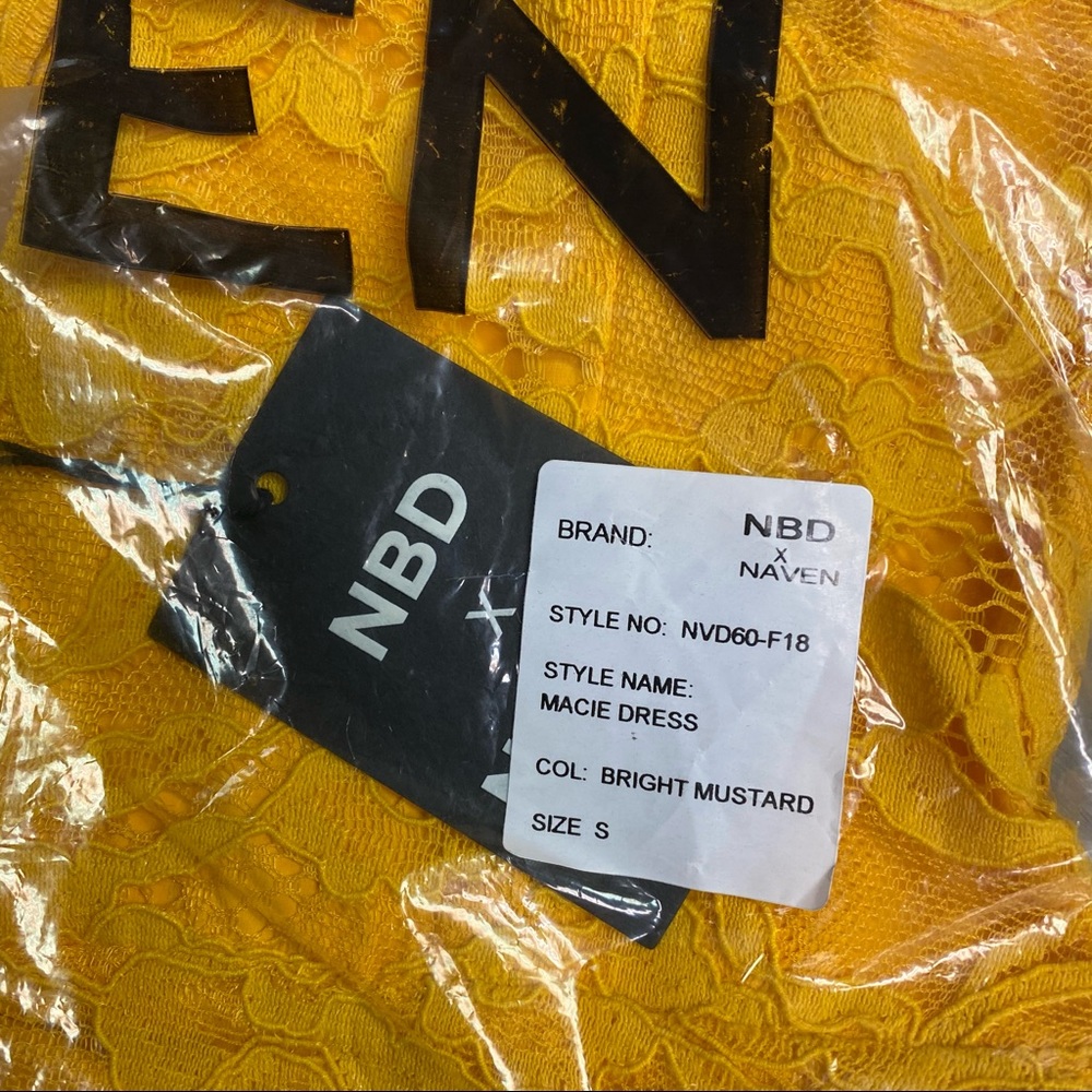 NBD X NAVEN | Macie Lace Dress Bright Mustard NEW - Picture 9 of 10